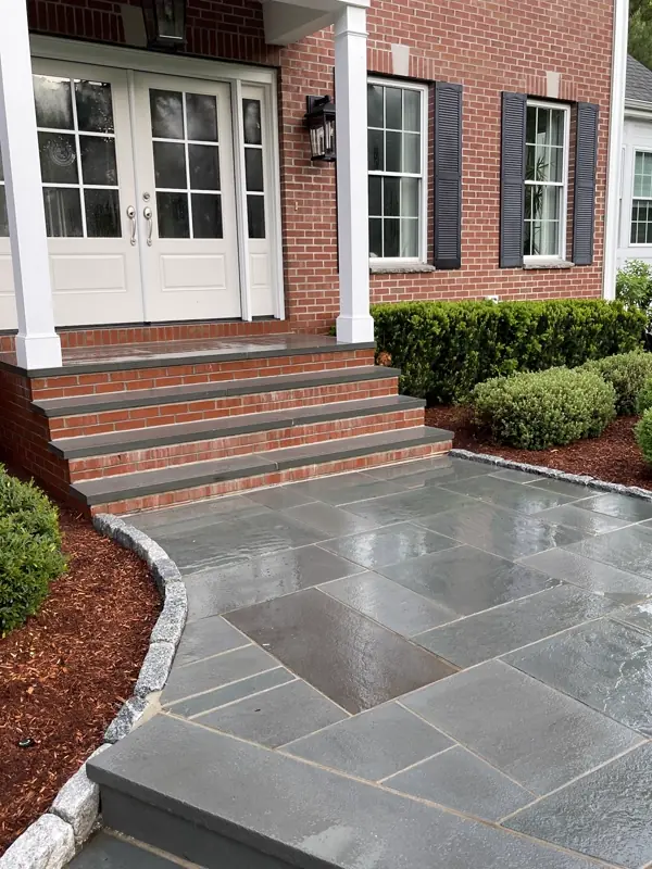 Cleaned brick steps and bluestone landing
